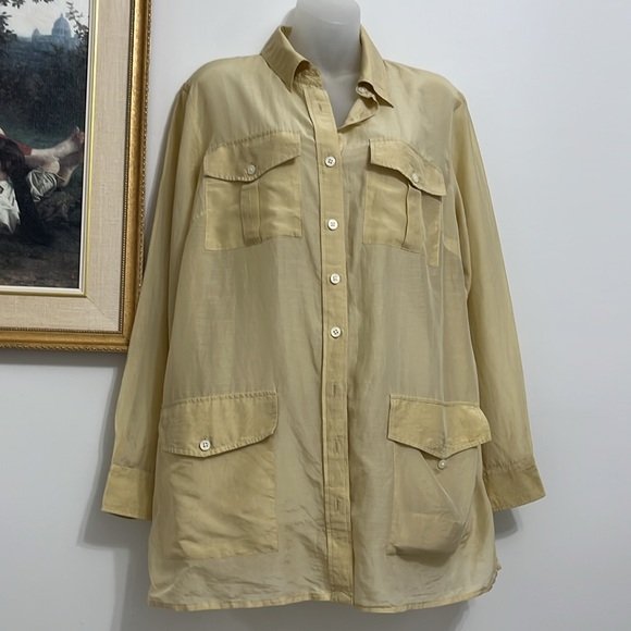 Lauren Ralph Lauren belted safari blouse utility shirt - Picture 3 of 13